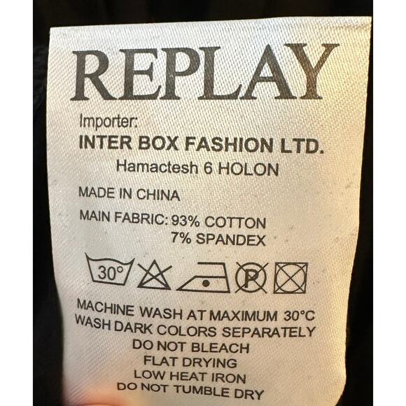 Replay M. Mercerized SS Men's Shirt Black Premium Cotton Tee Size Large - Picture 6 of 7